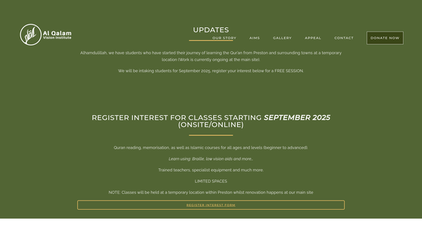 Screenshot of the Al-Qalam Tarbiyah Centre website