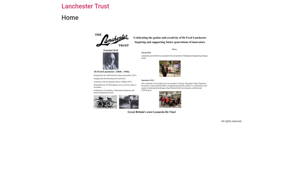 Screenshot of the The Lanchester Trust website