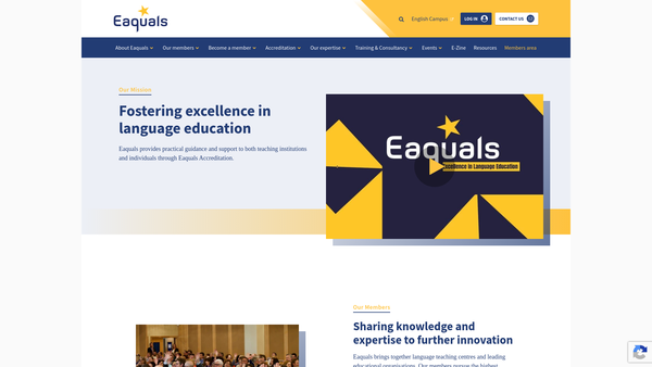 Screenshot of the Eaquals website