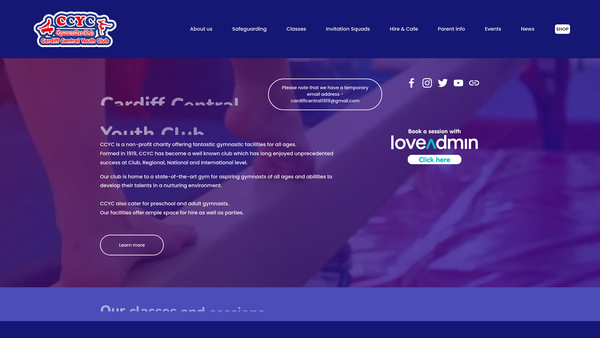Screenshot of the Cardiff Central Sports And Recreation Limited website