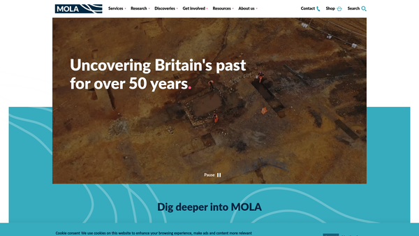 Screenshot of the Museum Of London Archaeology website