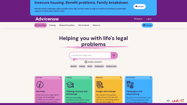 Screenshot of the Law For Life: The Foundation For Public Legal Education website