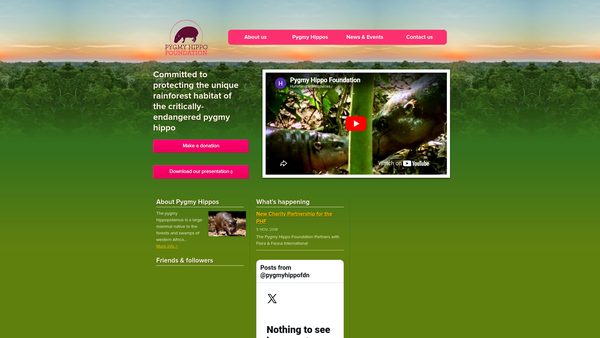 Screenshot of the The Pygmy Hippo Foundation website
