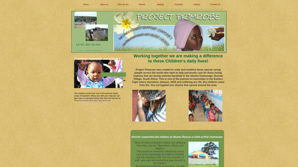 Screenshot of the Project Primrose website