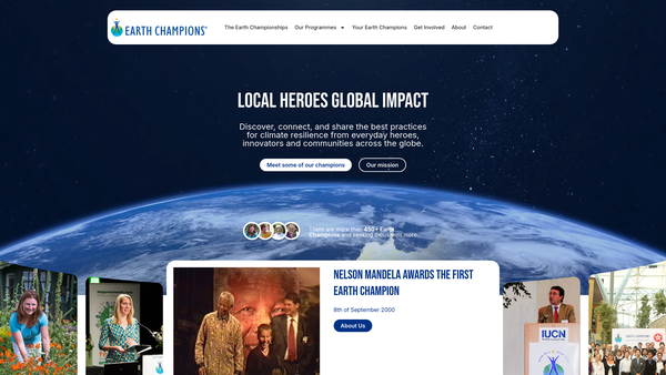 Screenshot of the Earth Champions Foundation website