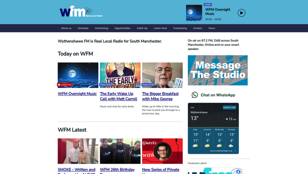 Screenshot of the Wythenshawe Community Media website