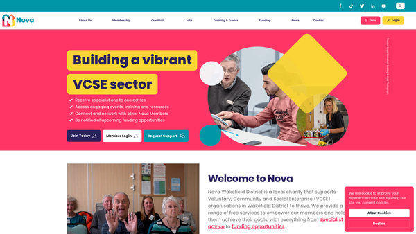 Screenshot of the Nova Wakefield District Limited website