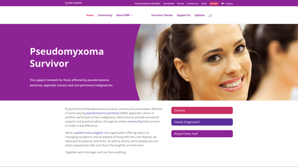 Screenshot of the Pseudomyxomasurvivor website
