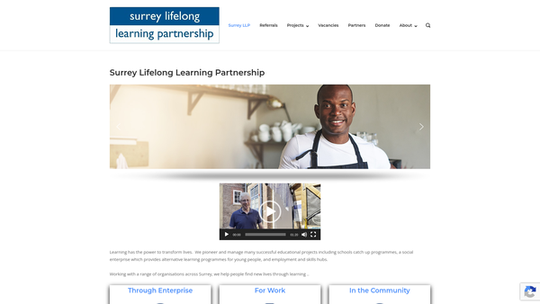 Screenshot of the Surrey Lifelong Learning Partnership website