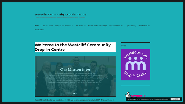 Screenshot of the Westcliff Community Drop-In Centre website