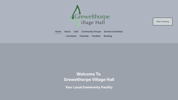 Screenshot of the Grewelthorpe Village Hall And Community Centre website