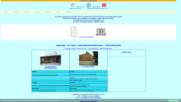 Screenshot of the Dorcan Church Swindon website