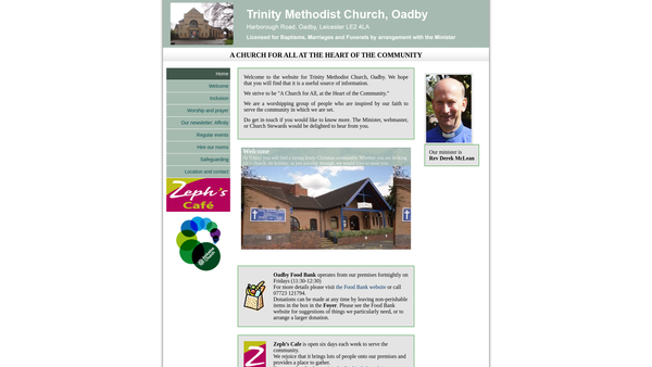 Screenshot of the Trinity Methodist Church, Oadby website