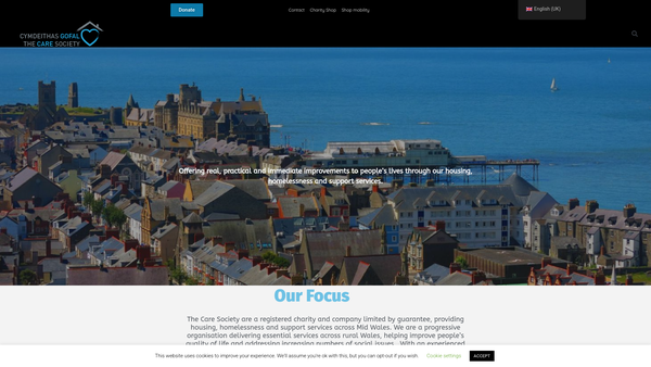 Screenshot of the Cymdeithas Gofal The Care Society website