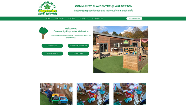 Screenshot of the Community Playcentre @ Walberton website