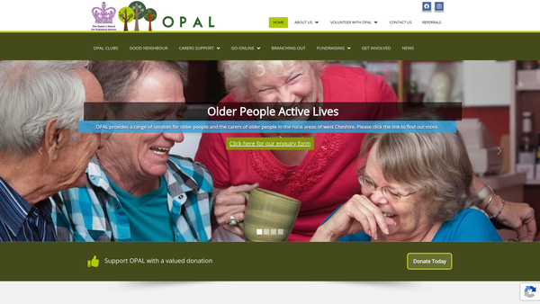 Screenshot of the OPAL Services (Rural West Cheshire) website