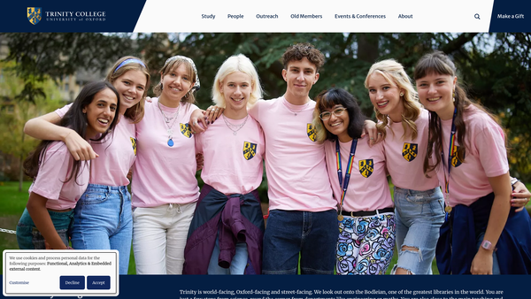 Screenshot of the The College Of The Holy And Undivided Trinity In The University Of Oxford Of The Foundation Of Sir Thomas Pope website