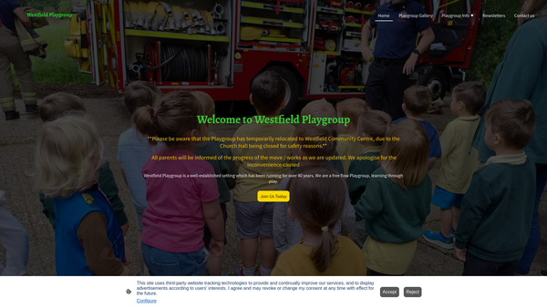 Screenshot of the Westfield Playgroup And Parent & Toddler Group website