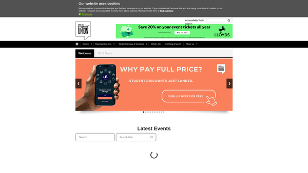 Screenshot of the Edge Hill Students' Union Limited website