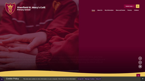 Screenshot of the Shenfield St. Mary's Ceva Primary School Parents And Friends Association website
