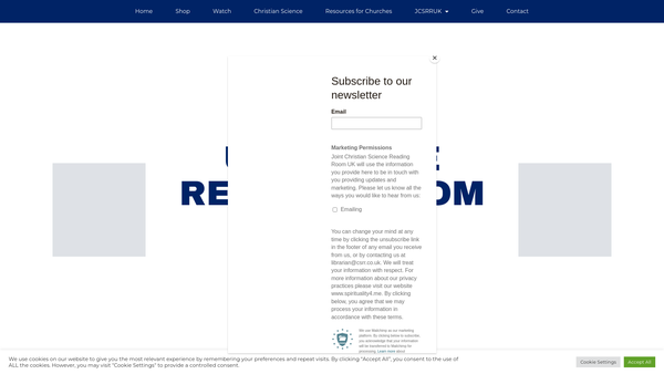 Screenshot of the Joint Christian Science Reading Room UK website