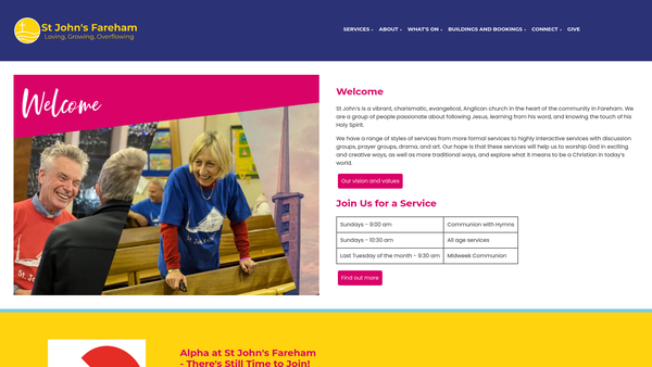 Screenshot of the The Parochial Church Council Of The Ecclesiastical Parish Of St John The Evangelist, Fareham website