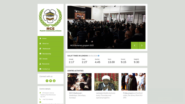 Screenshot of the Muslim Community Of Essex website