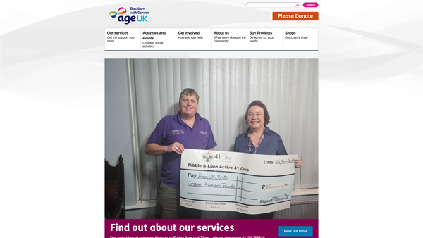 Screenshot of the Age UK Blackburn With Darwen website