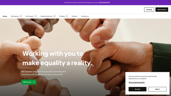Screenshot of the Race Equality First Limited website