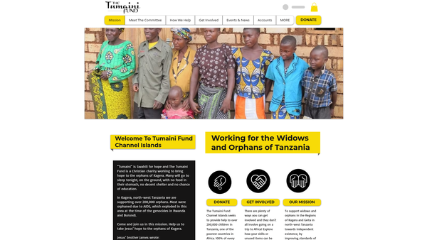 Screenshot of the Tumaini UK - Working For The Widows And Orphans Of Tanzania website