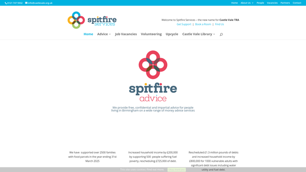 Screenshot of the Spitfire Advice And Support Services Ltd website