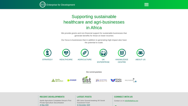 Screenshot of the Enterprise For Development website