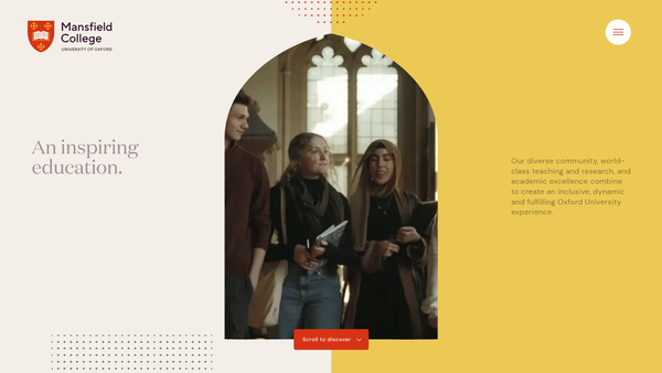 Screenshot of the The Principal And Fellows Of Mansfield College In The University Of Oxford website