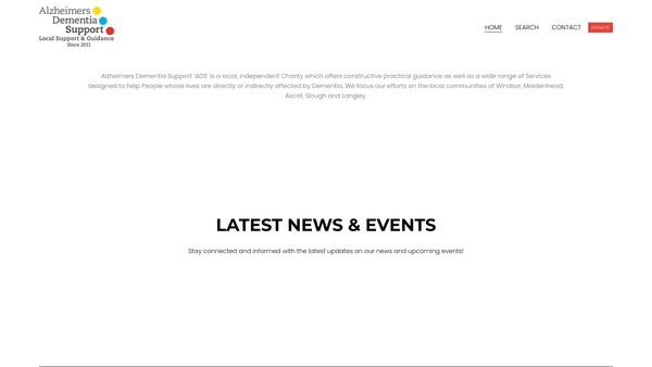 Screenshot of the Alzheimers Dementia Support website