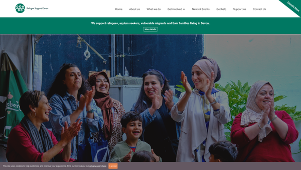 Screenshot of the Refugee Support (Devon) Ltd website