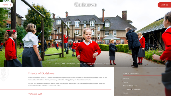 Screenshot of the Friends Of Godstowe website