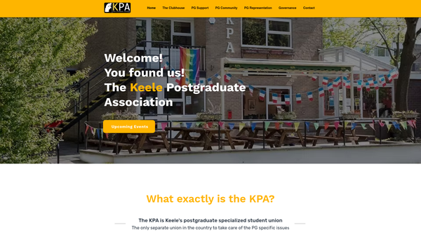 Screenshot of the Keele Postgraduate Association website