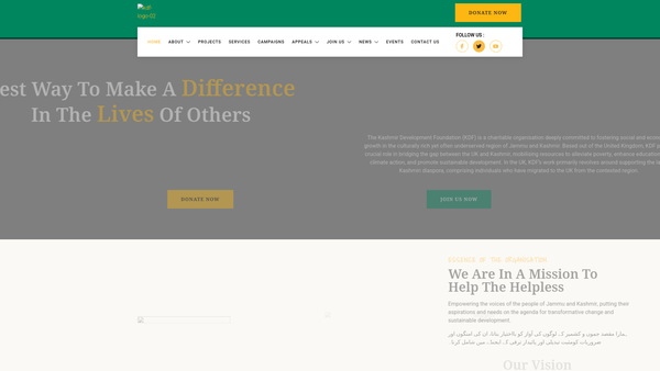 Screenshot of the Kashmir Development Foundation Ltd website