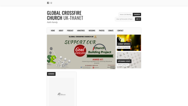 Screenshot of the Global Crossfire Church UK website