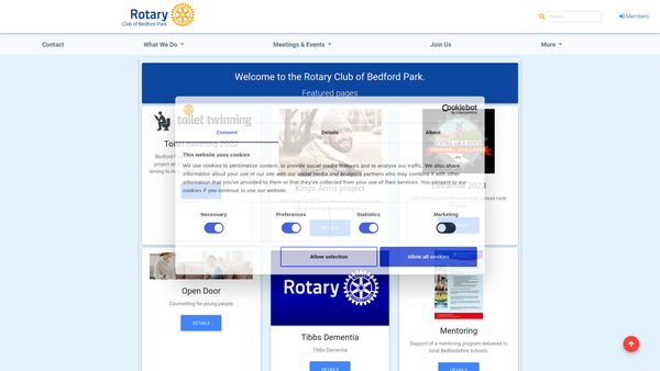 Screenshot of the Rotary Club Of Bedford Park website