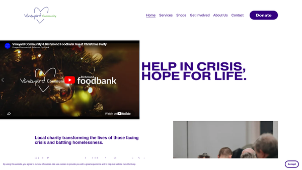 Screenshot of the Vineyard Community Centre website