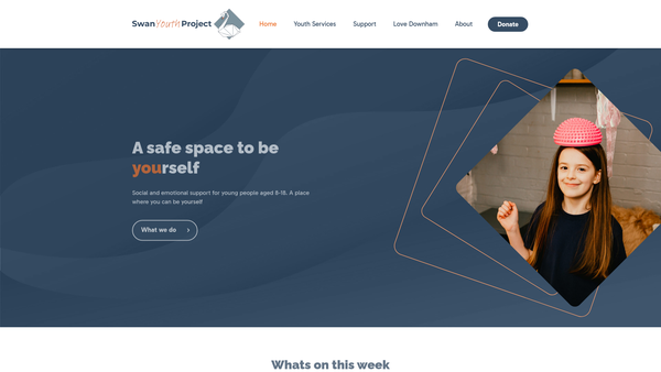 Screenshot of the Swan Youth Project (Norfolk) Ltd website