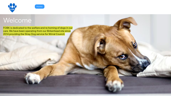 Screenshot of the Friends Of Birkenhead Council Kennels website
