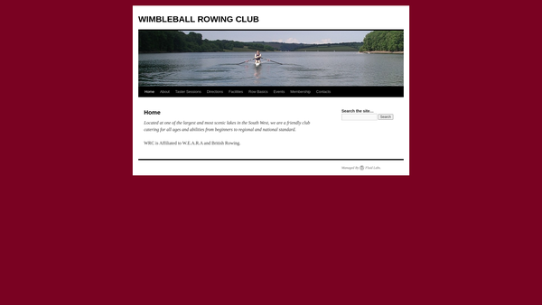 Screenshot of the Wimbleball Rowing Club website