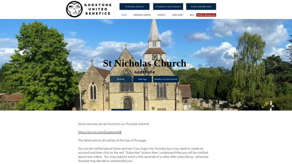 Screenshot of the The Parochial Church Council Of The United Benefice Of Godstone And Blindley Heath website