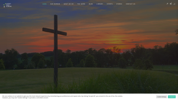 Screenshot of the Living Seed (Europe) website