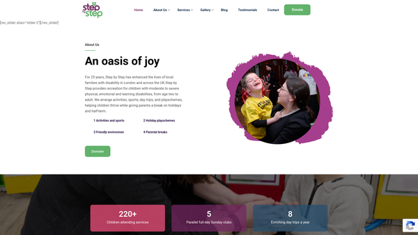 Screenshot of the Step By Step London website