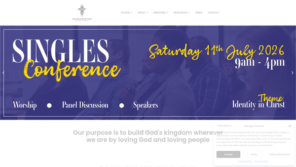 Screenshot of the Westbourne Park Baptist Church website