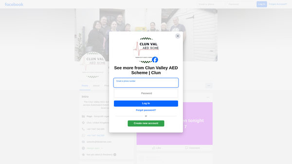 Screenshot of the The Clun Valley Automated External Defibrillator (Aed)scheme website