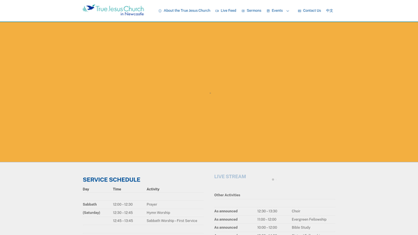 Screenshot of the True Jesus Church Newcastle website